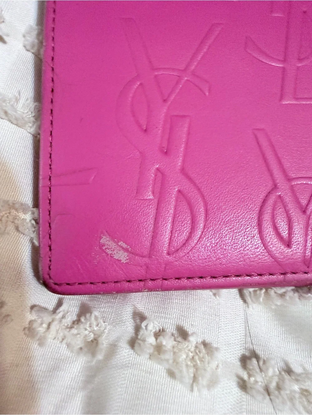 Saint Laurent Fuchsia Embossed Leather Zip Continental Wallet